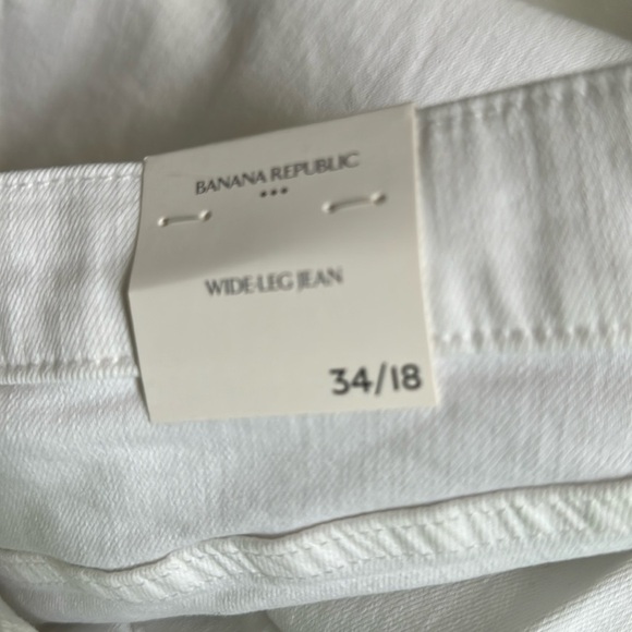 NWT! Banana Republic Pure White High-Rise Wide-Leg Cropped Jean - Size 34/18💎 - Picture 2 of 6